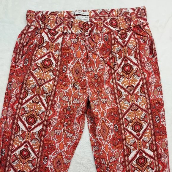 Rachel Zoe Multicolor Boho Linen Crop High Rise Pull On Pants Size S - Picture 3 of 11